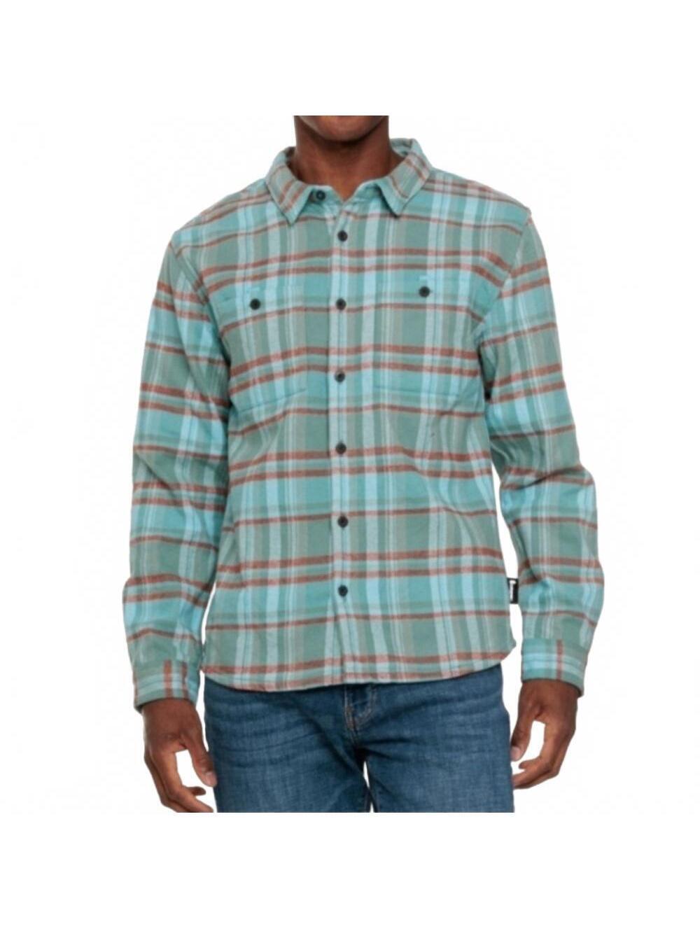 Cotopaxi Plaid Flannel Shirt Organic Cotton Button Up Tartan Teal Men Size Small